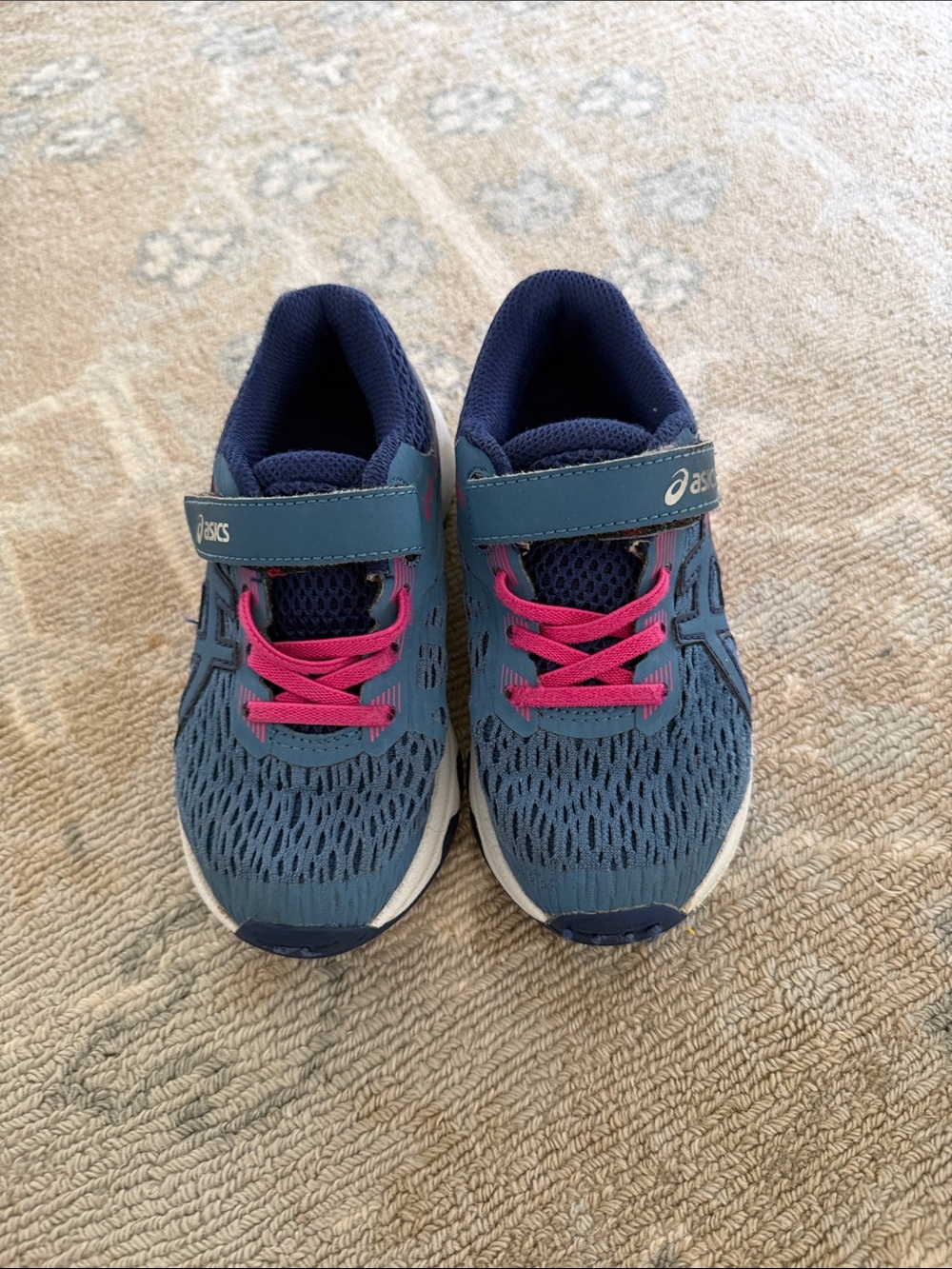 ASICS Navy and Pink Kids Athletic Sneakers
